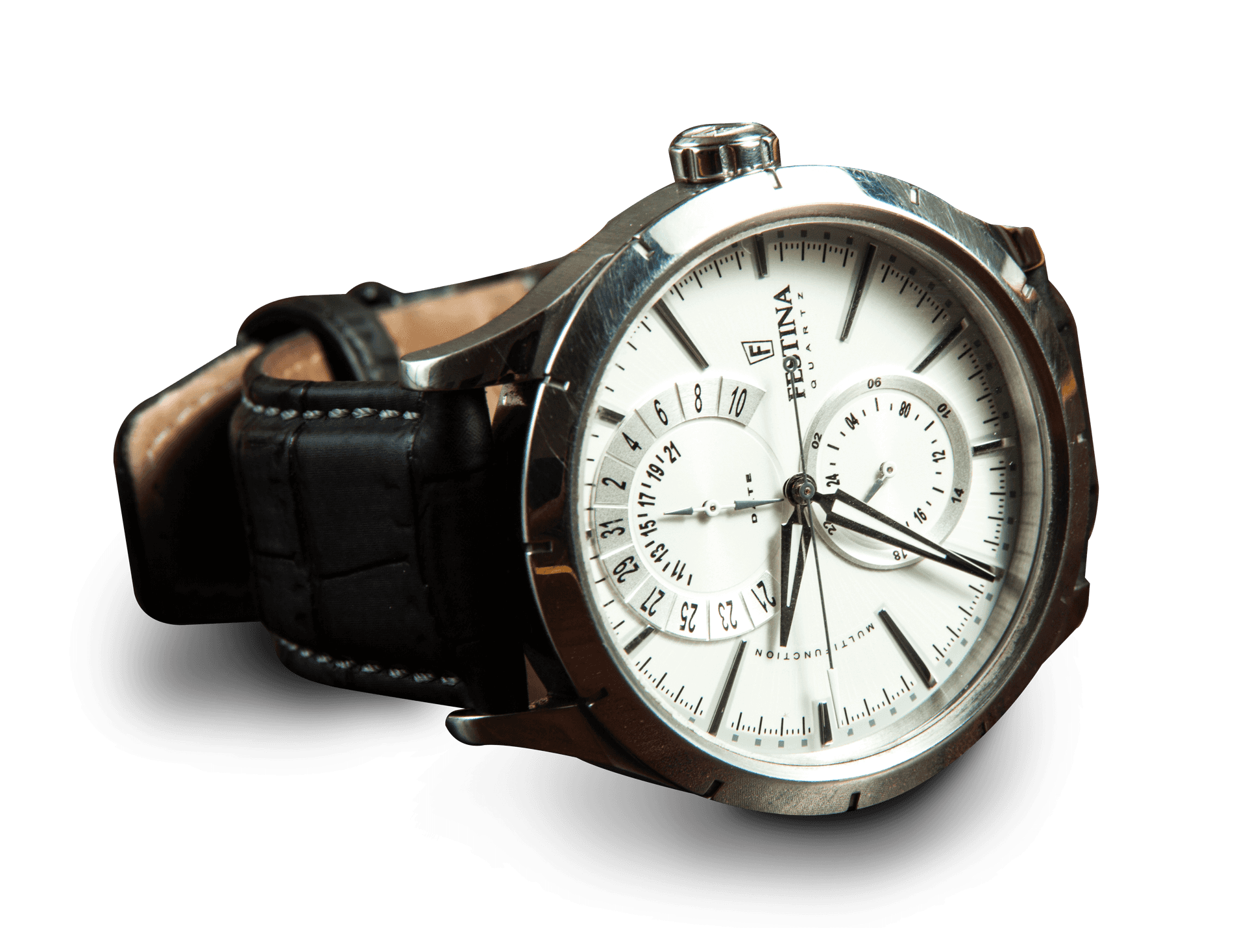 Elegant Leather Strap Watch PNG