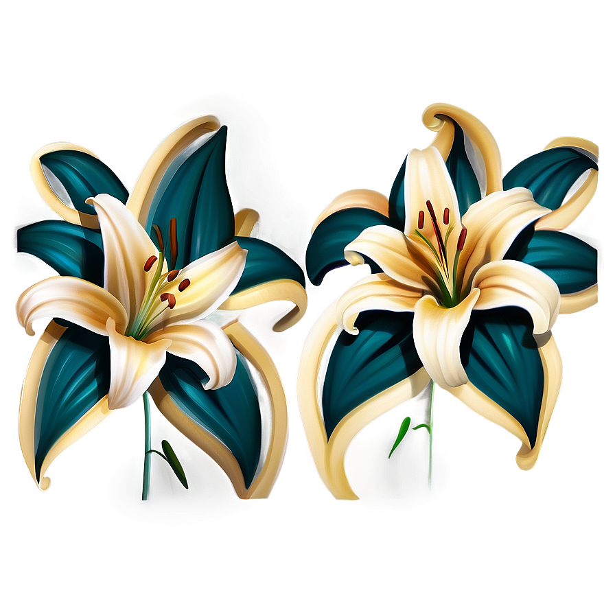 Elegant Lily Pattern Png 06262024 PNG