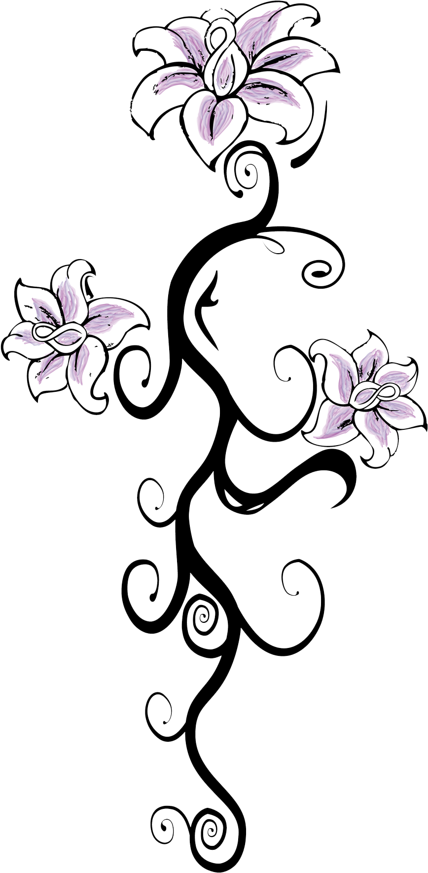 Elegant Lily Tattoo Design PNG