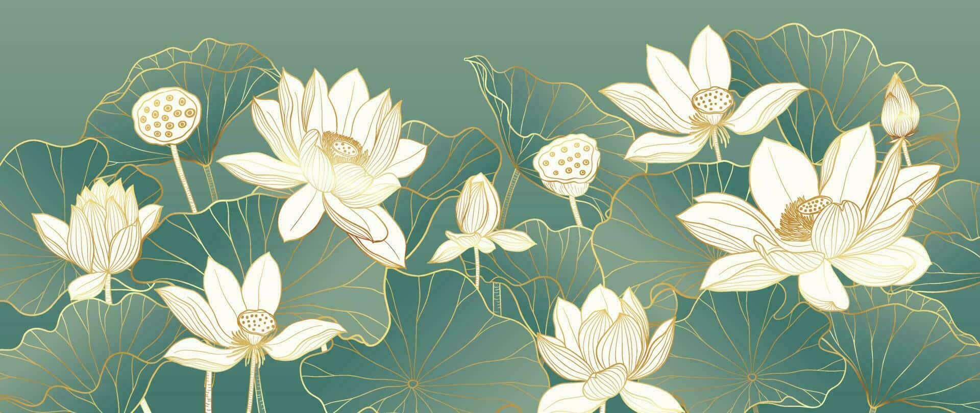 Elegant Lotus Flowers Illustration Wallpaper