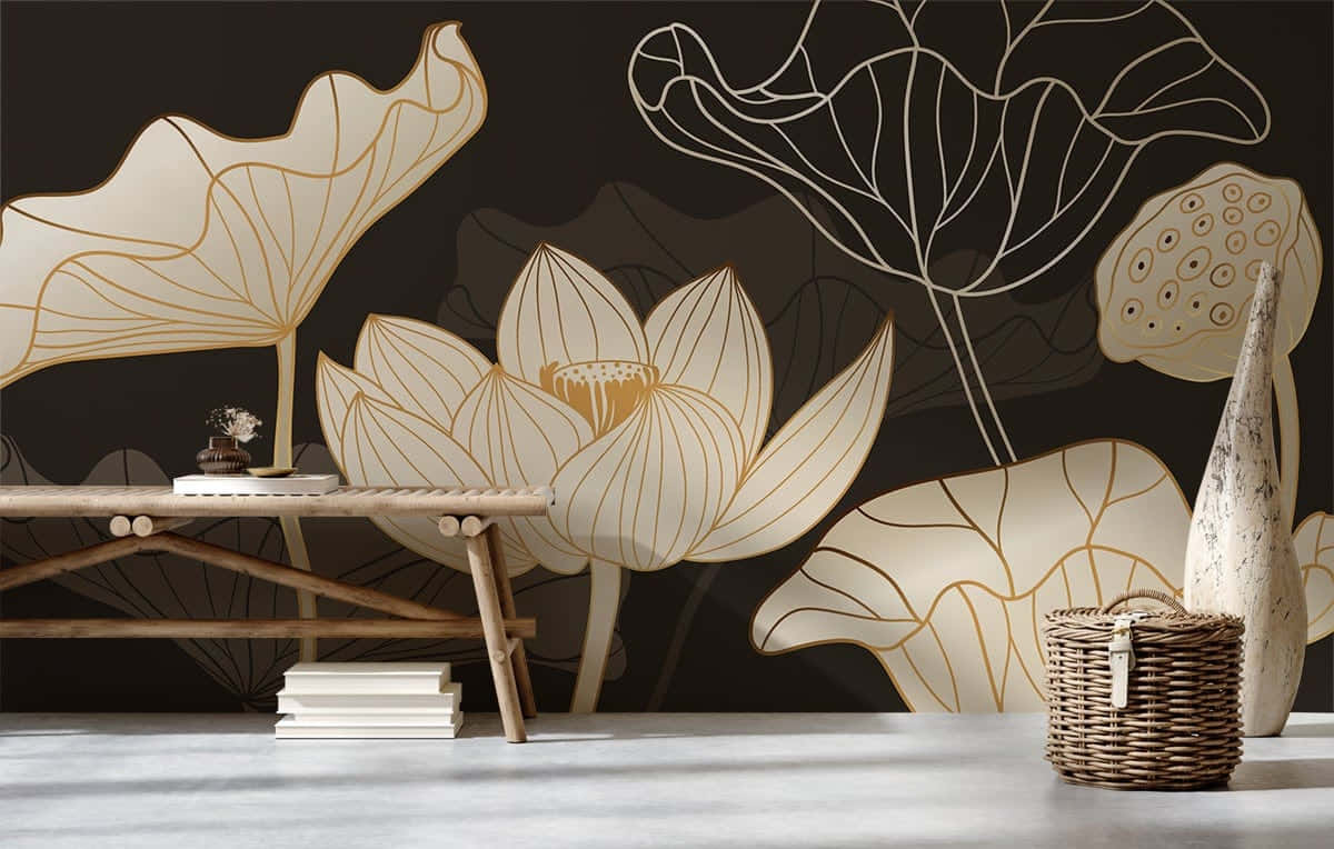 Elegant Lotus Wall Mural Interior Wallpaper