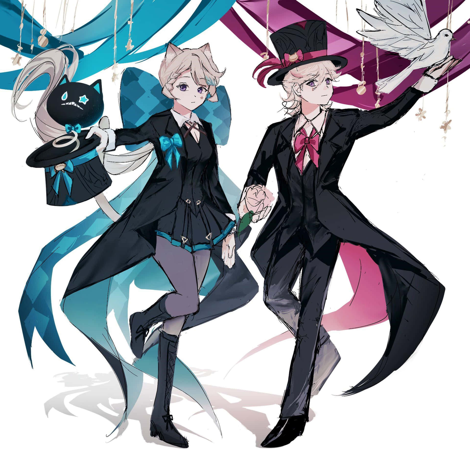 Elegant Magician Duo Artwork Wallpaper