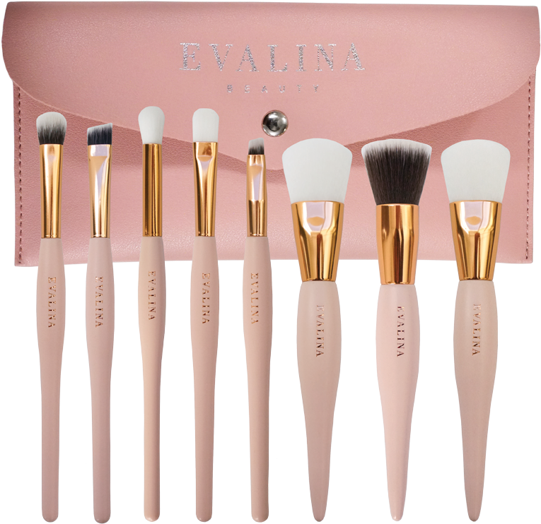 Elegant Makeup Brush Set Pinkand Gold PNG