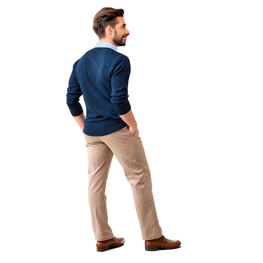 Elegant Man Standing Side View Png Lwb40 PNG
