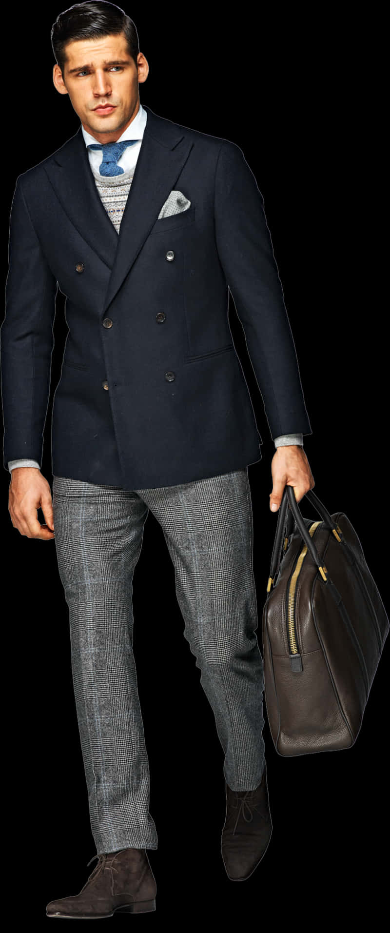 Elegant Manin Double Breasted Suit PNG
