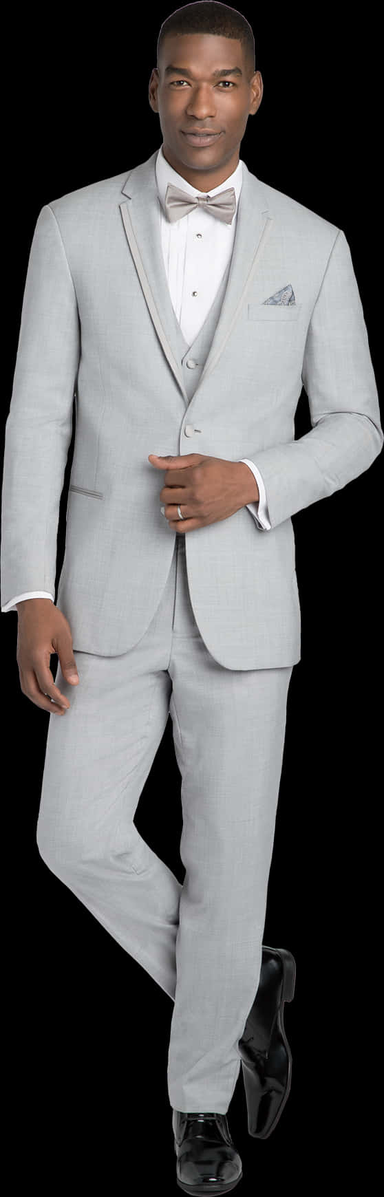 Elegant Manin Light Gray Suit PNG