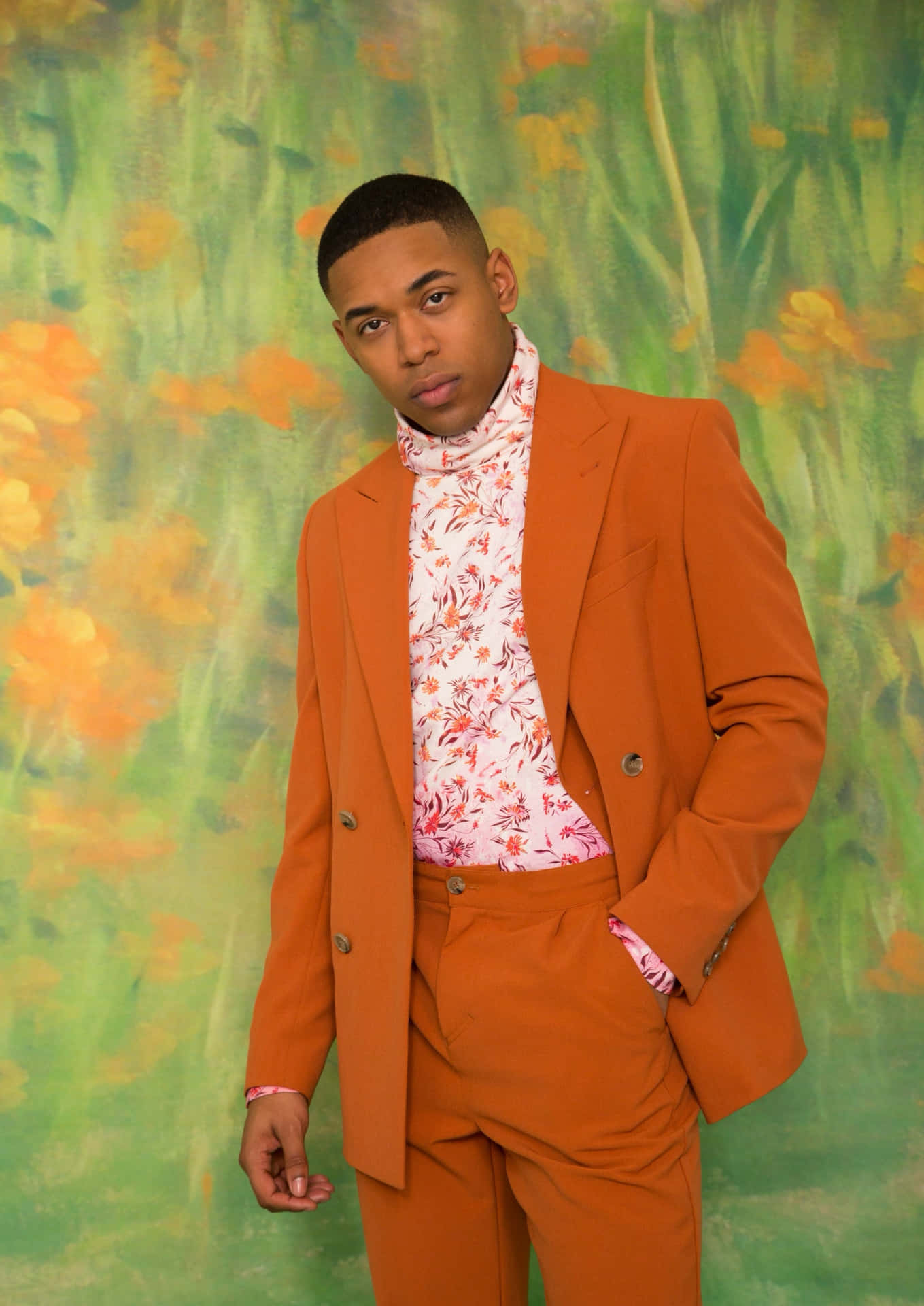 Elegant Manin Orange Suit Wallpaper
