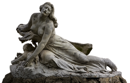 Elegant Marble Sculptureof Reclining Woman PNG