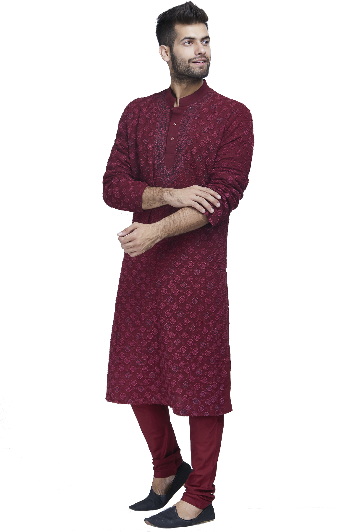 Elegant Maroon Kurta For Men PNG