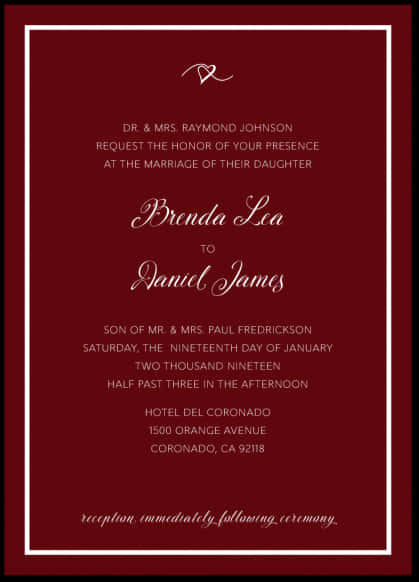 Elegant Maroon Wedding Invitation PNG