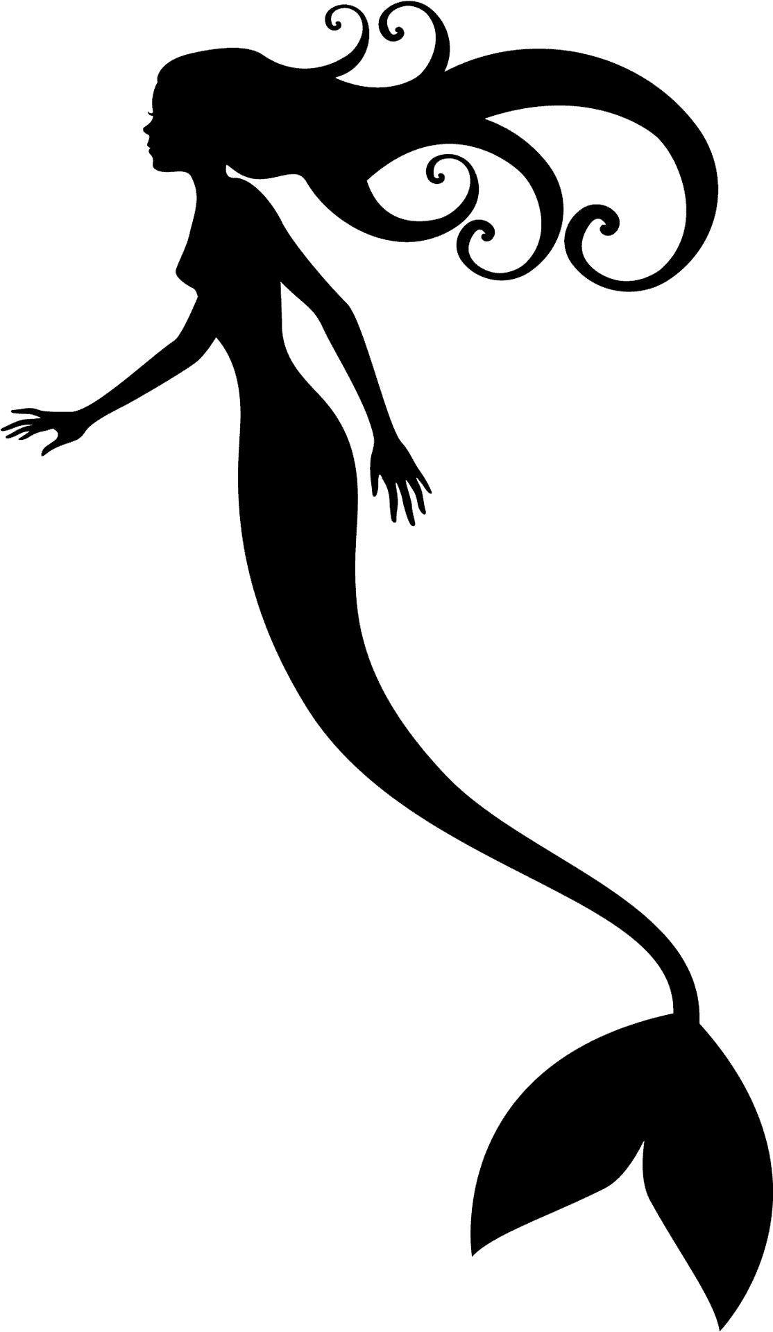 Elegant Mermaid Silhouette Clipart PNG