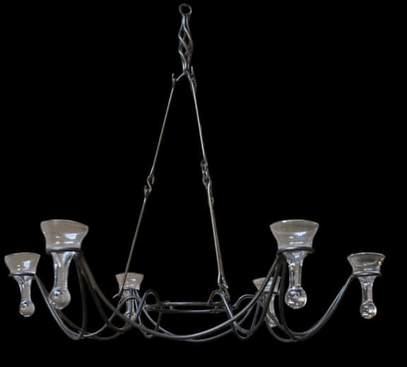 Elegant Metal Chandelier Black Background PNG