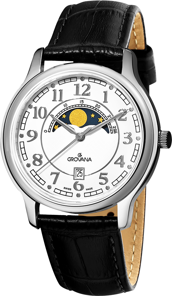 Elegant Moonphase Watch Grovana PNG