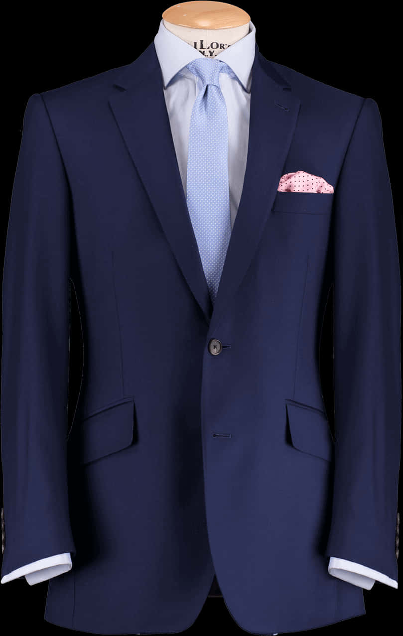 Elegant Navy Blue Suit Display PNG