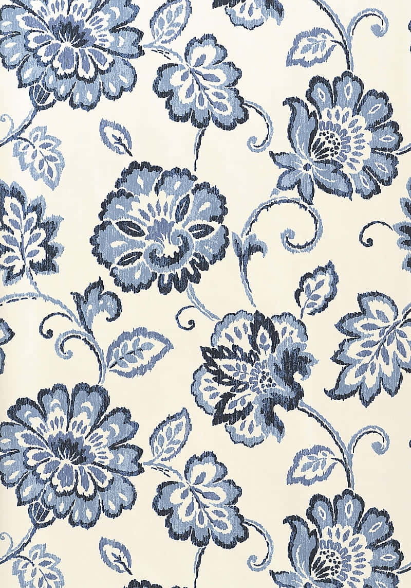 Elegant Navy Floral Pattern Wallpaper