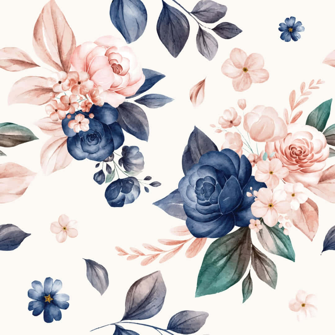 Elegant Navy Floral Pattern Wallpaper