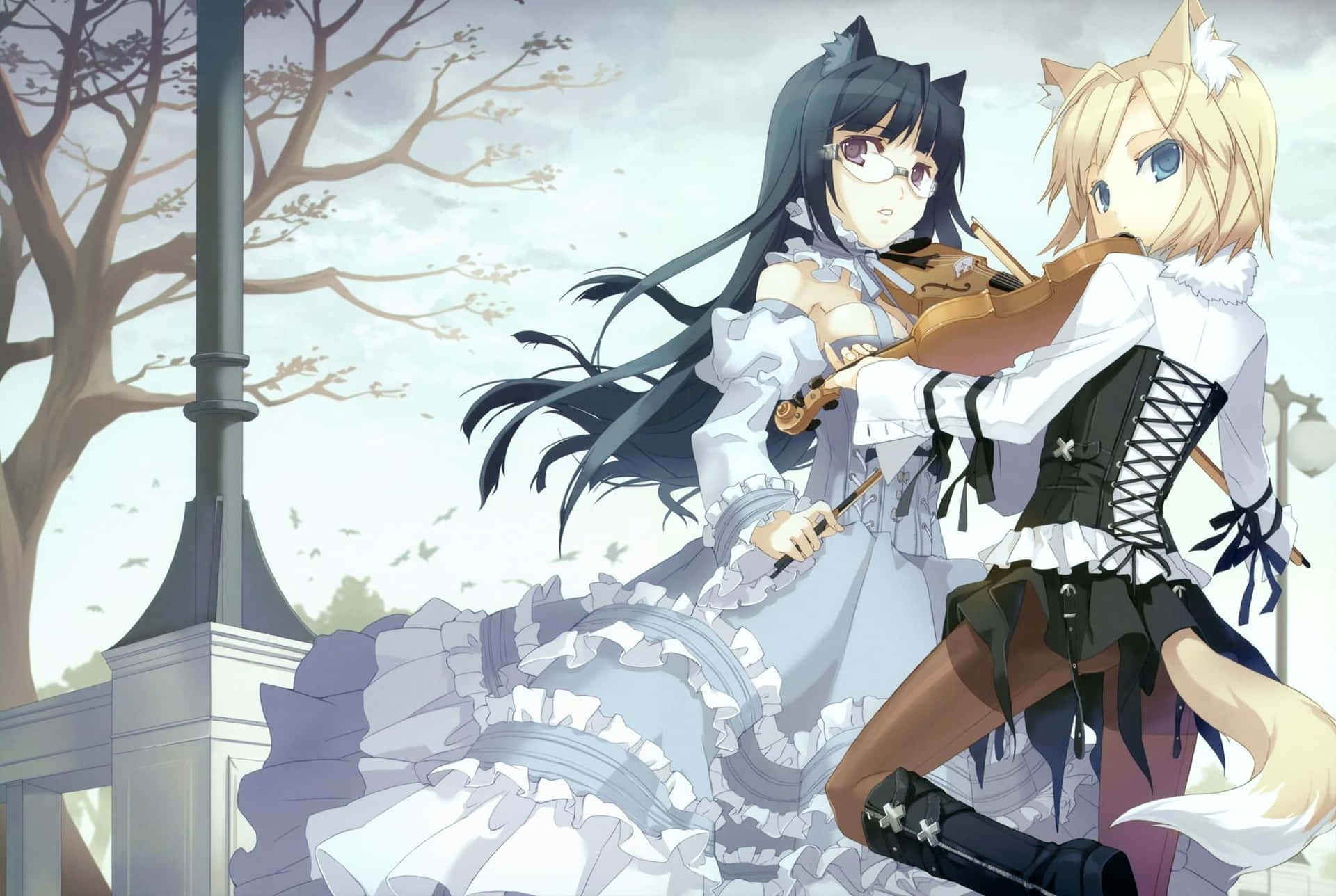 Elegant_ Neko_ Violinist_and_ Friend.jpg Wallpaper