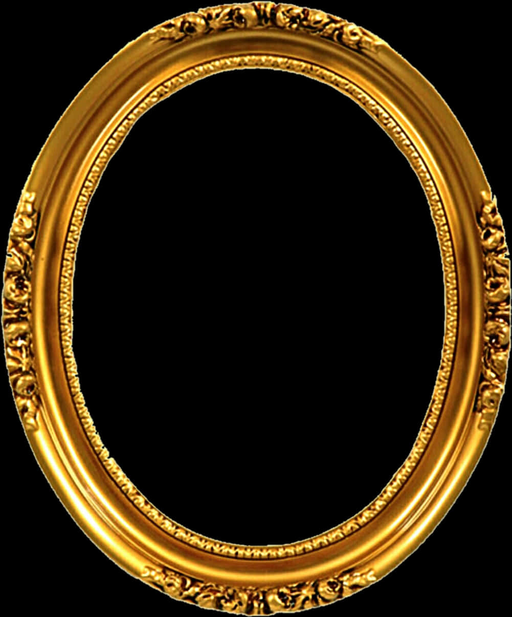 Elegant Oval Gold Frame PNG