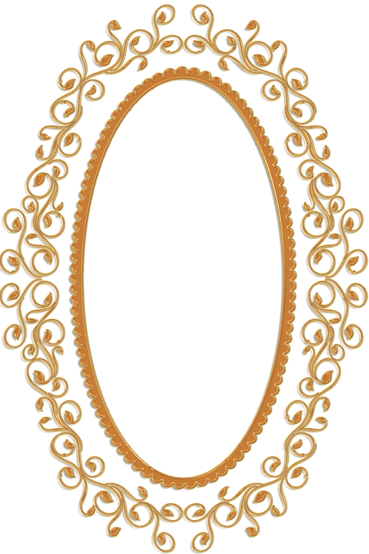 Elegant Oval Golden Frame PNG