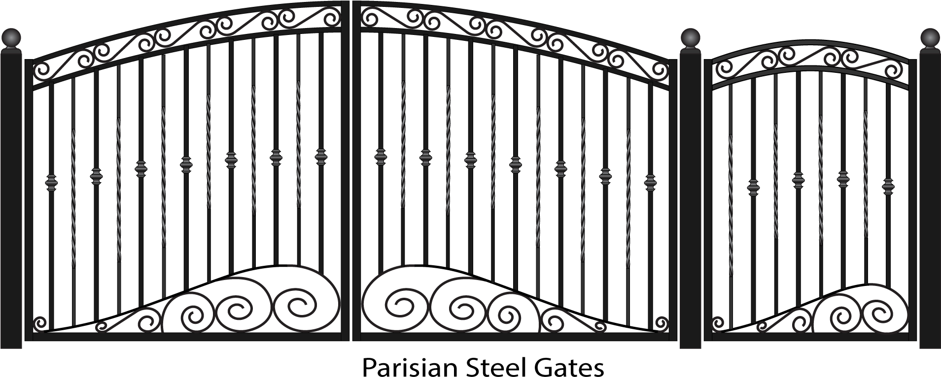 Elegant Parisian Style Steel Gates PNG