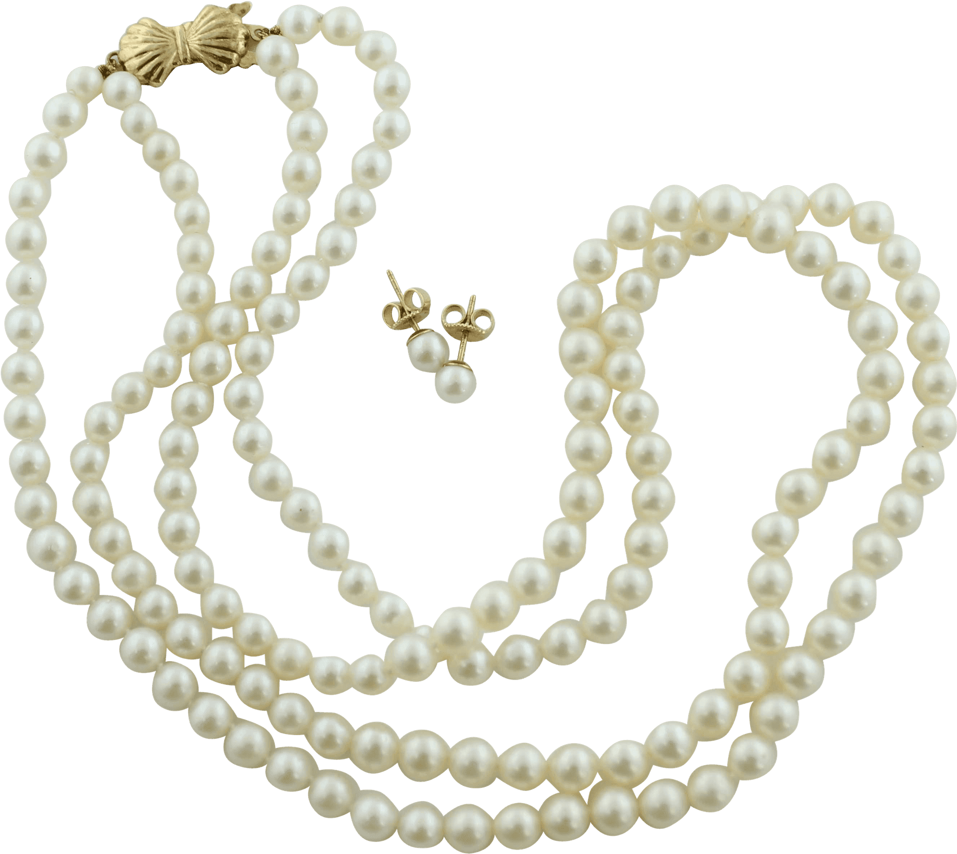 Elegant Pearl Necklaceand Earrings Set PNG