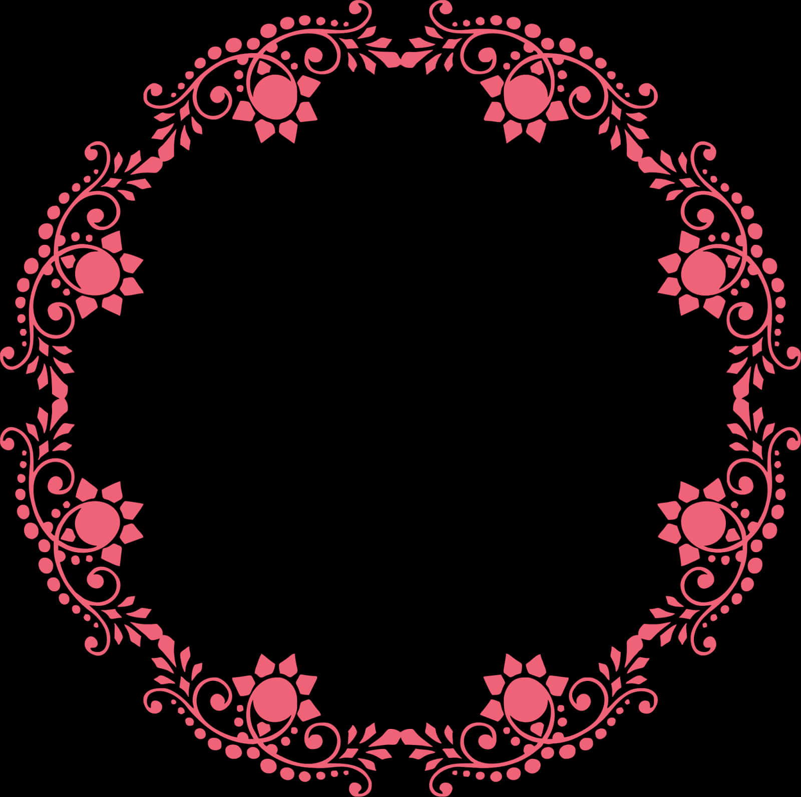 Elegant Pink Arabesque Frame PNG