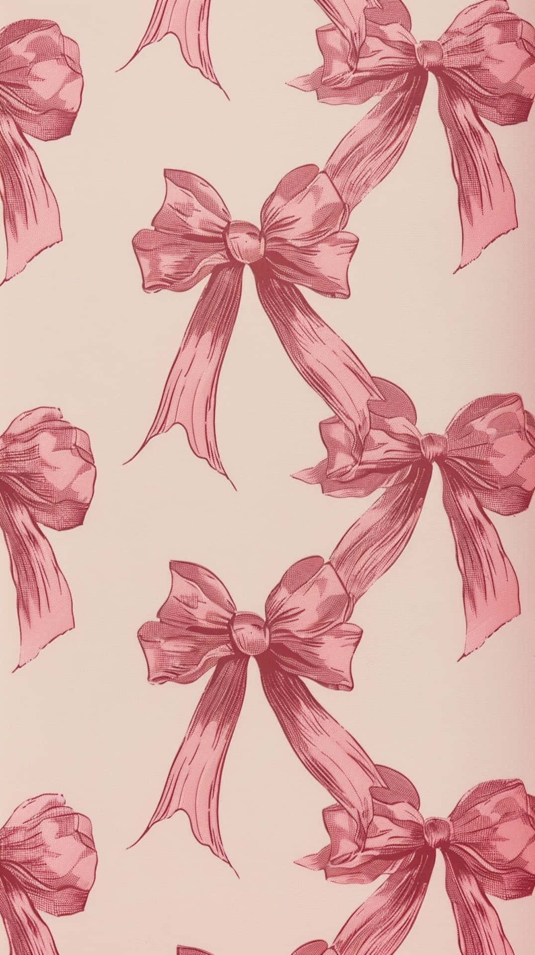 Elegant Pink Bow Pattern Wallpaper