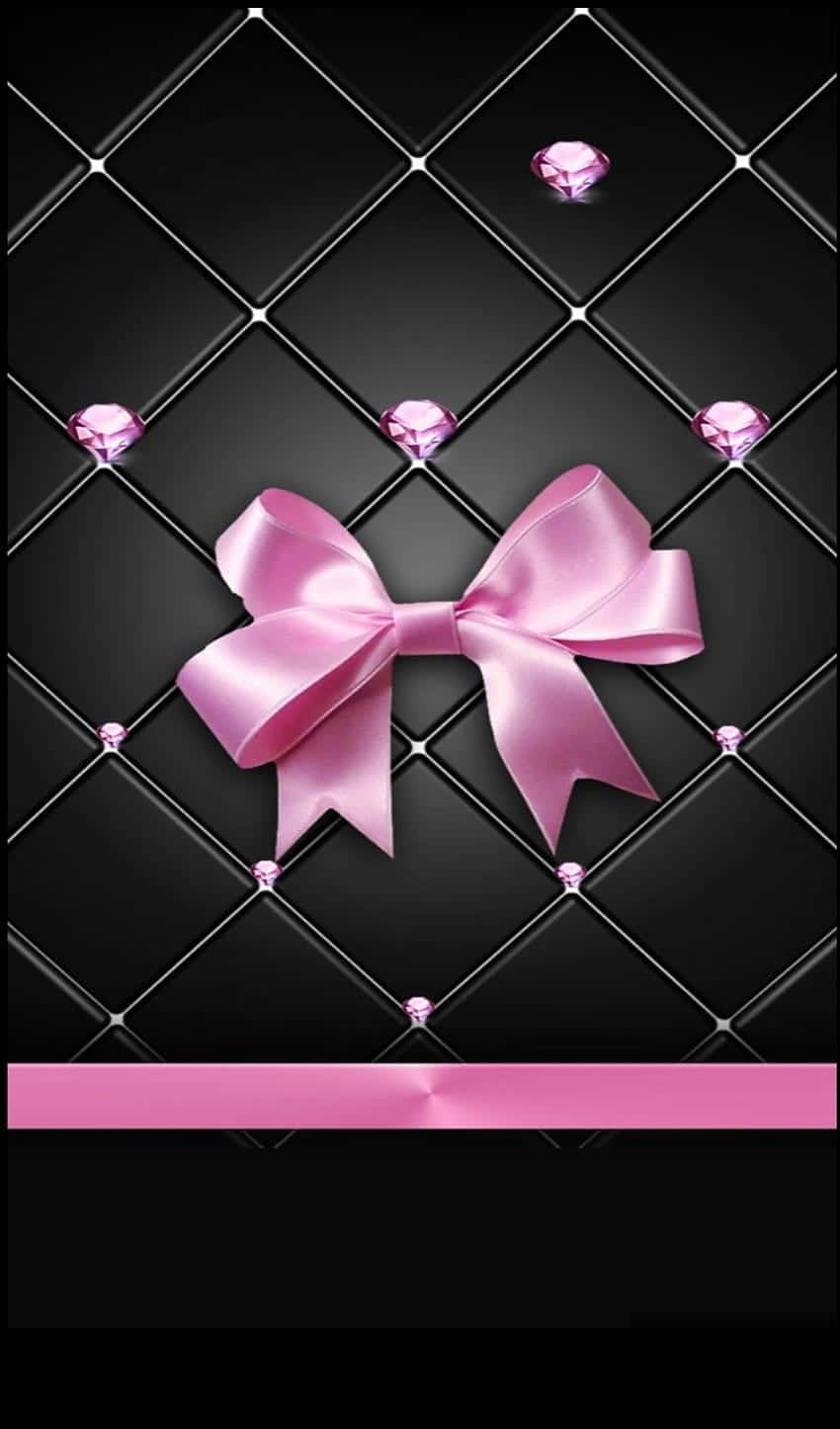 Elegant Pink Bowon Black Background Wallpaper