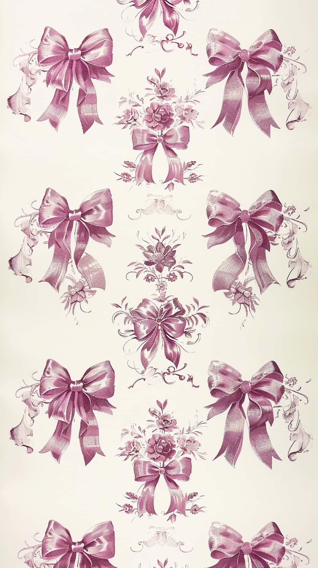 Elegant Pink Bowsand Floral Designs Wallpaper