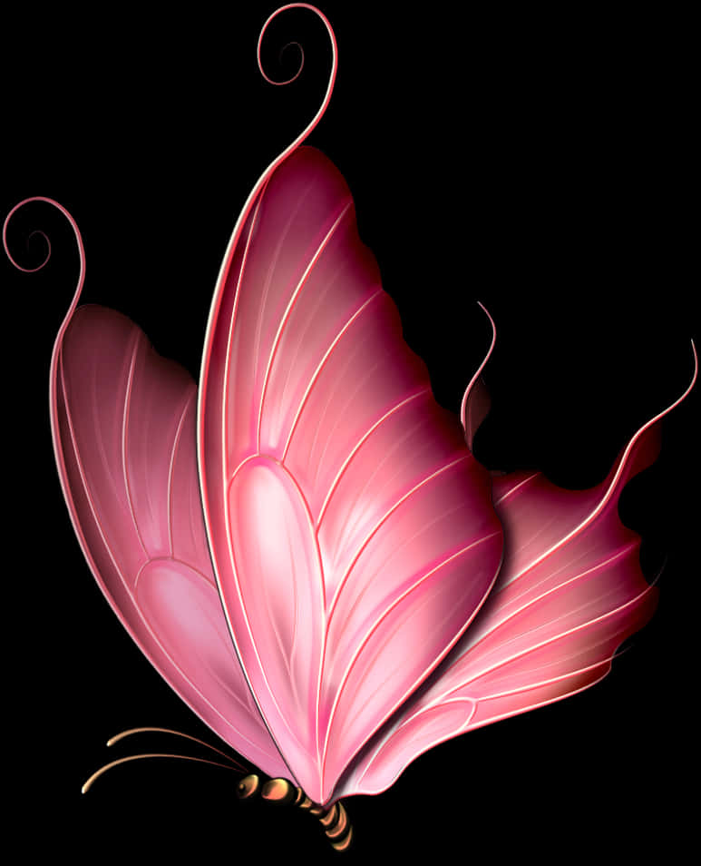 Elegant Pink Butterfly Art PNG
