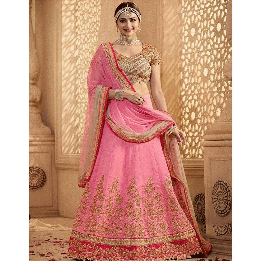 Elegant Pink Lehenga Choli Model PNG