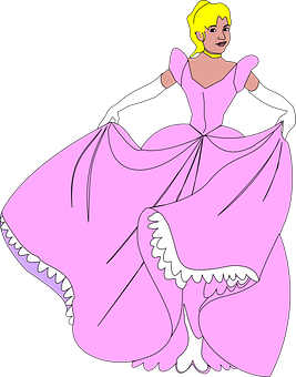Elegant Pink Princess Cartoon PNG