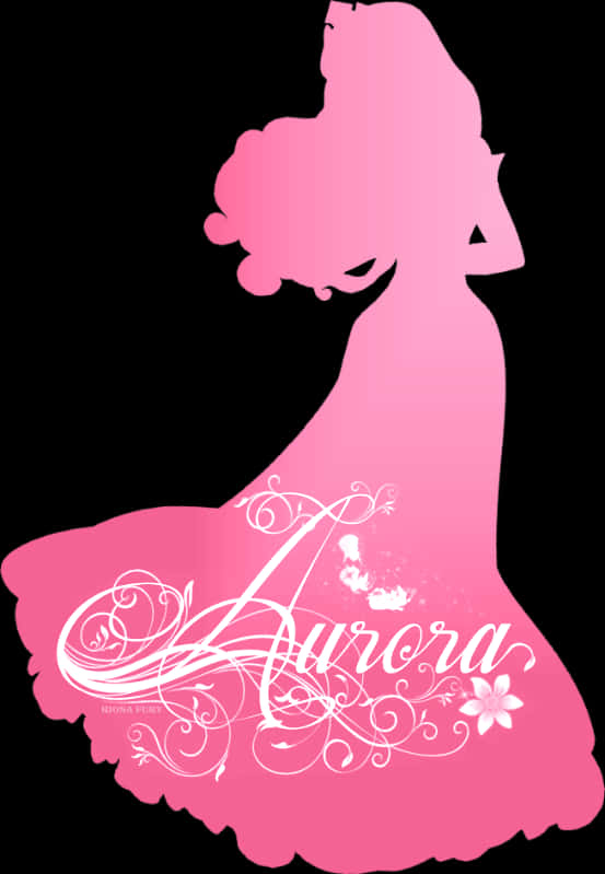 Elegant Pink Princess Silhouette PNG