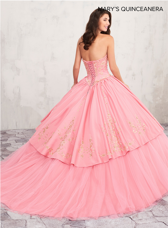 Elegant Pink Quinceanera Dress PNG