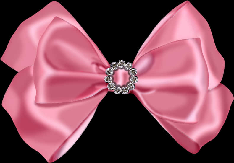 Elegant Pink Satin Bowwith Diamonds PNG