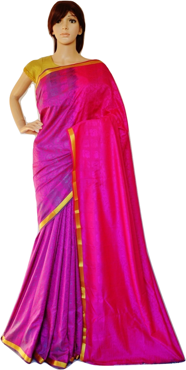 Elegant Pink Silk Saree Mannequin PNG