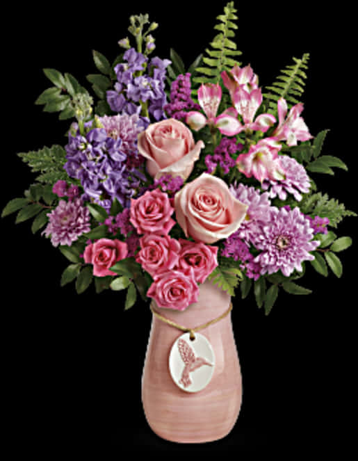 Elegant Pinkand Purple Floral Arrangement PNG