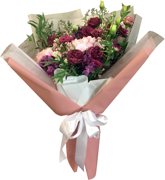 Elegant Pinkand Purple Flower Bouquet PNG
