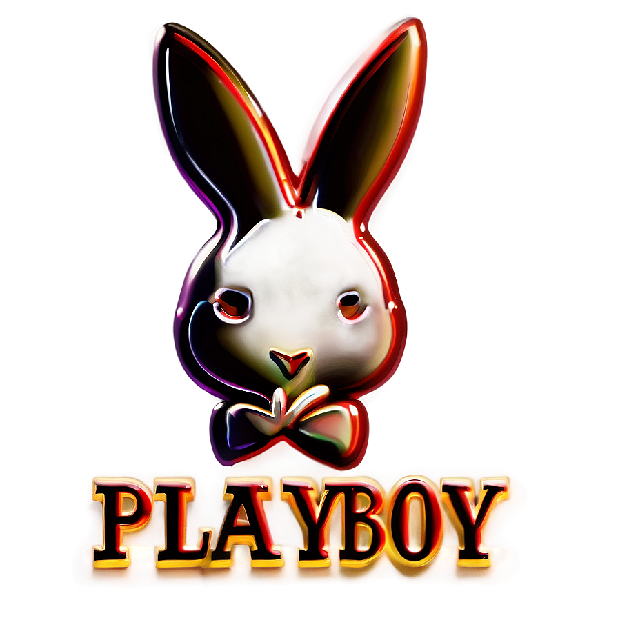 Elegant Playboy Logo PNG umt PNG — A glossy neon-style Playboy bunny logo with glowing red and gold edges against a warm brown gradient background.