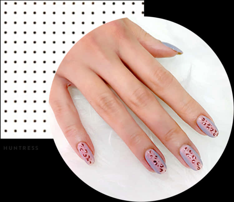 Elegant Polka Dot Nail Art PNG