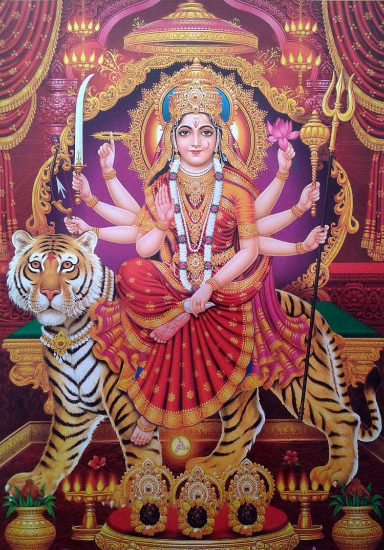 Elegant Portræt af Durga Devi Wallpaper
