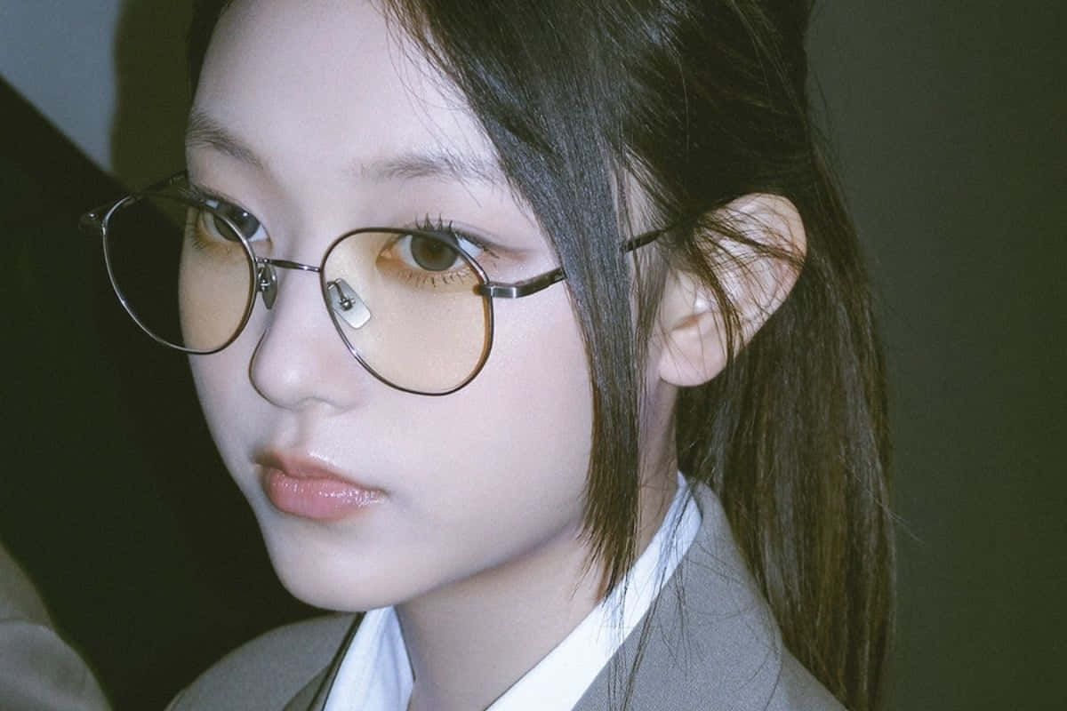 Elegant Portrait Young Woman Glasses Wallpaper