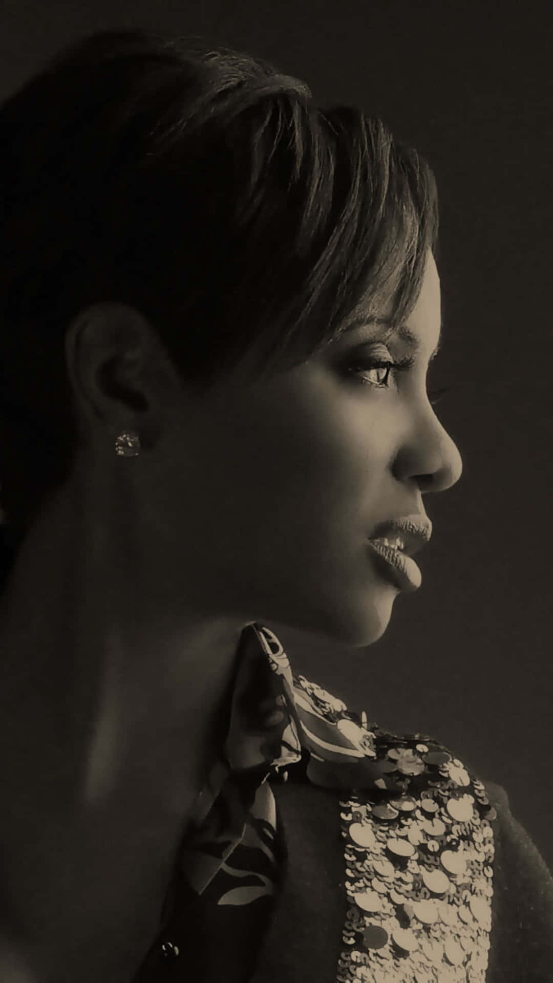 Elegant Profile Portrait Sepia Tone Wallpaper