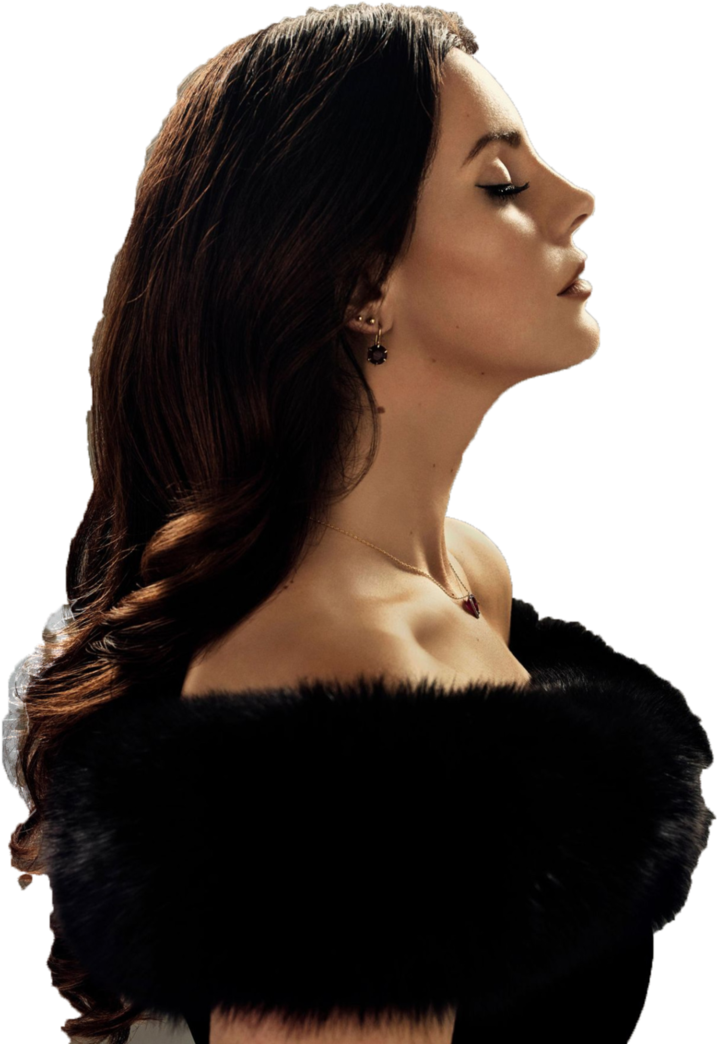 Elegant Profile Portrait Woman Fur PNG