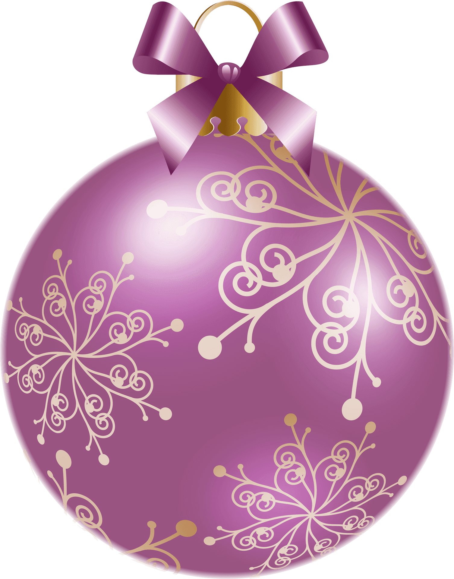 Elegant Purple Christmas Ballwith Golden Design PNG