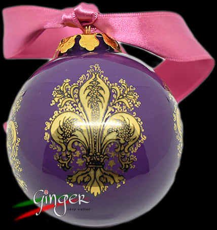 Elegant Purple Christmas Ornamentwith Gold Design PNG