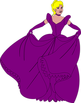 Elegant Purple Dress Princess PNG