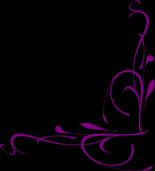 Elegant Purple Floral Corner Design PNG