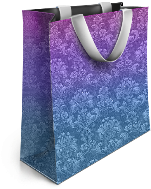 Elegant Purple Floral Shopping Bag PNG