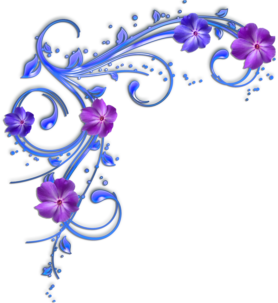 Elegant Purple Flowers Design PNG